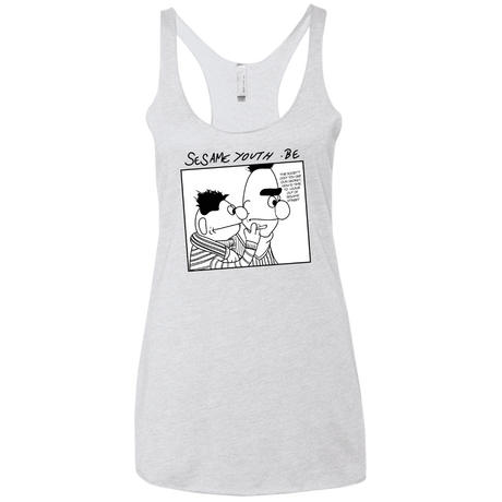 T-Shirts Heather White / X-Small Sesame Youth Women's Triblend Racerback Tank