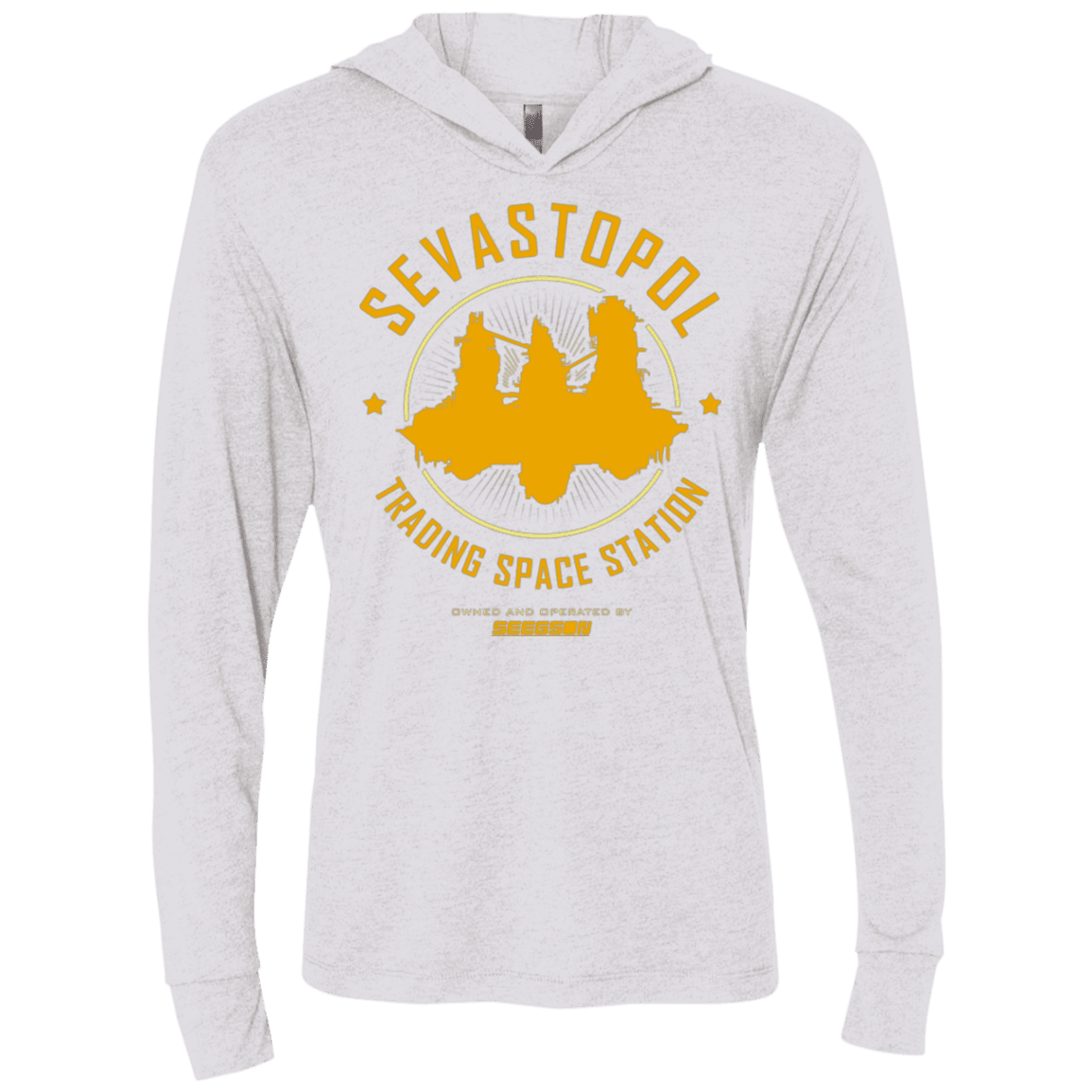 T-Shirts Heather White / X-Small Sevastopol Station Triblend Long Sleeve Hoodie Tee
