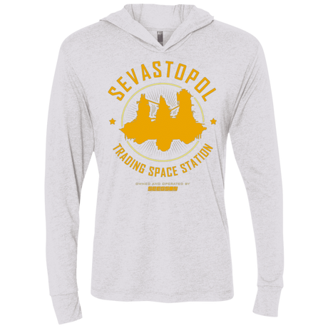 T-Shirts Heather White / X-Small Sevastopol Station Triblend Long Sleeve Hoodie Tee