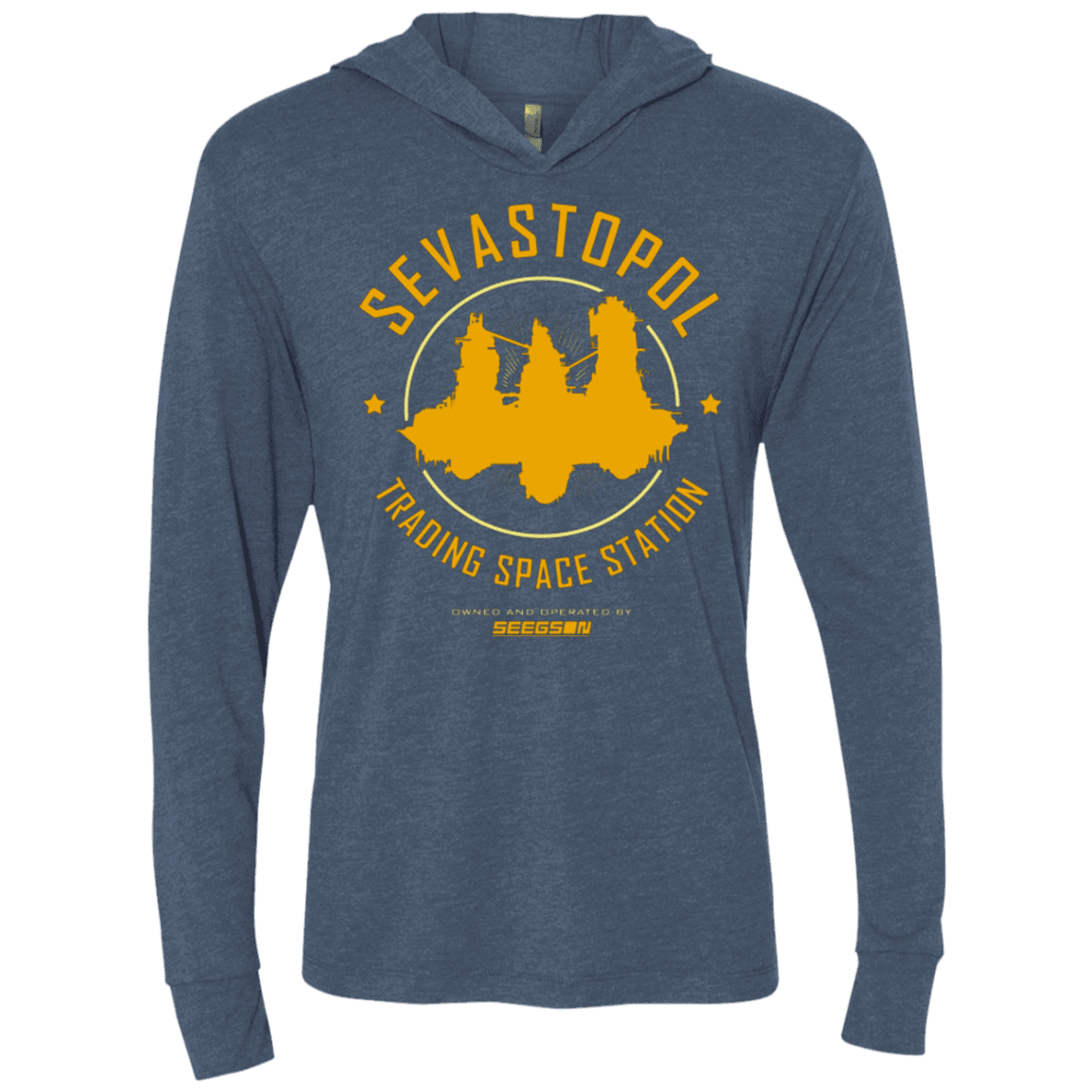 T-Shirts Indigo / X-Small Sevastopol Station Triblend Long Sleeve Hoodie Tee
