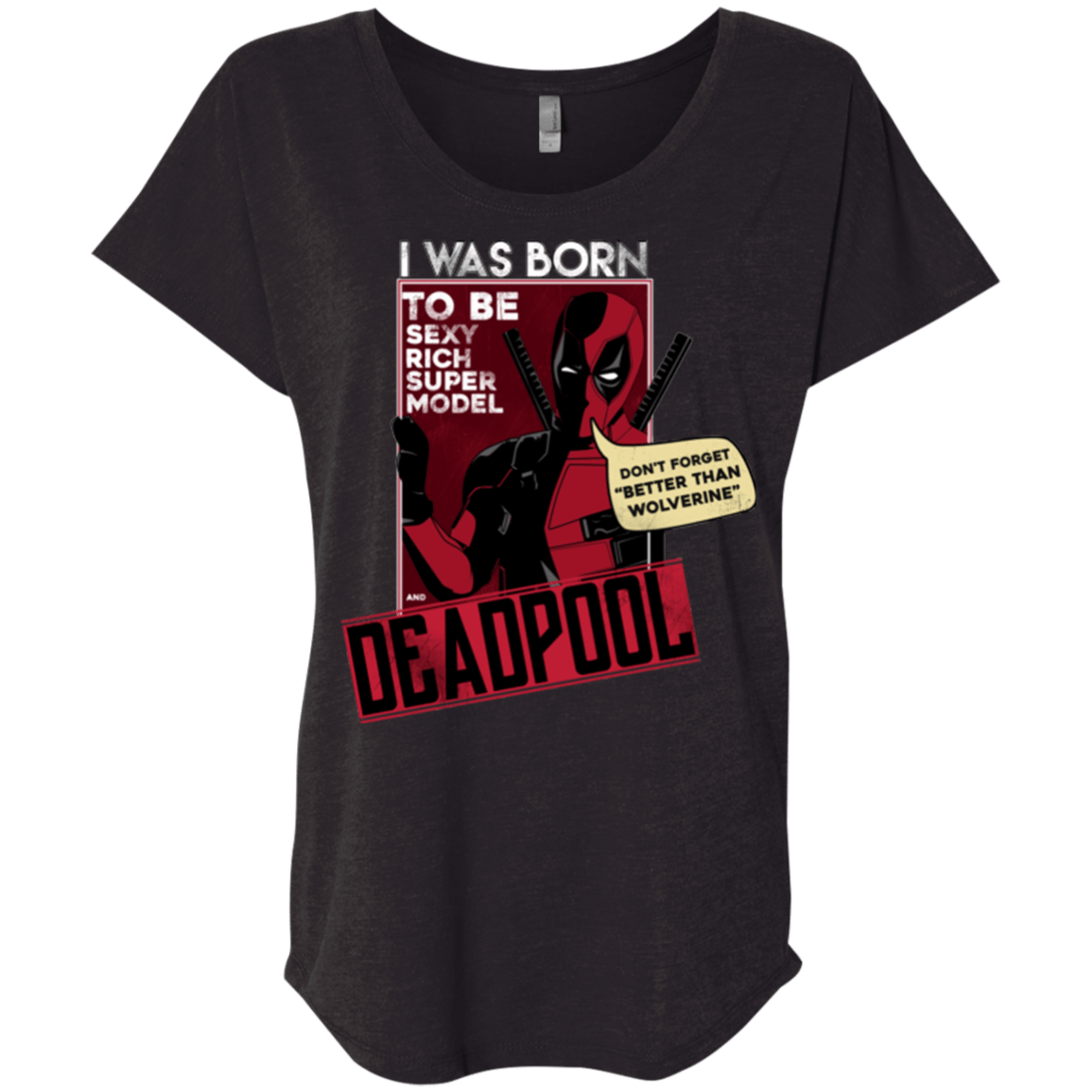 T-Shirts Vintage Black / X-Small Sexy Rich Super Model Triblend Dolman Sleeve