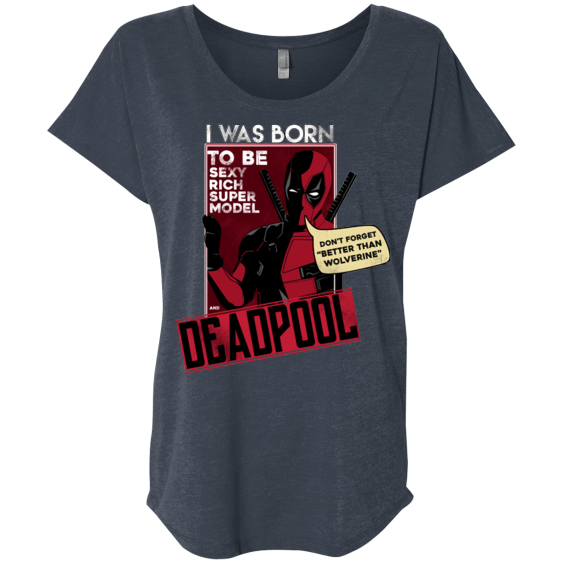 T-Shirts Vintage Navy / X-Small Sexy Rich Super Model Triblend Dolman Sleeve