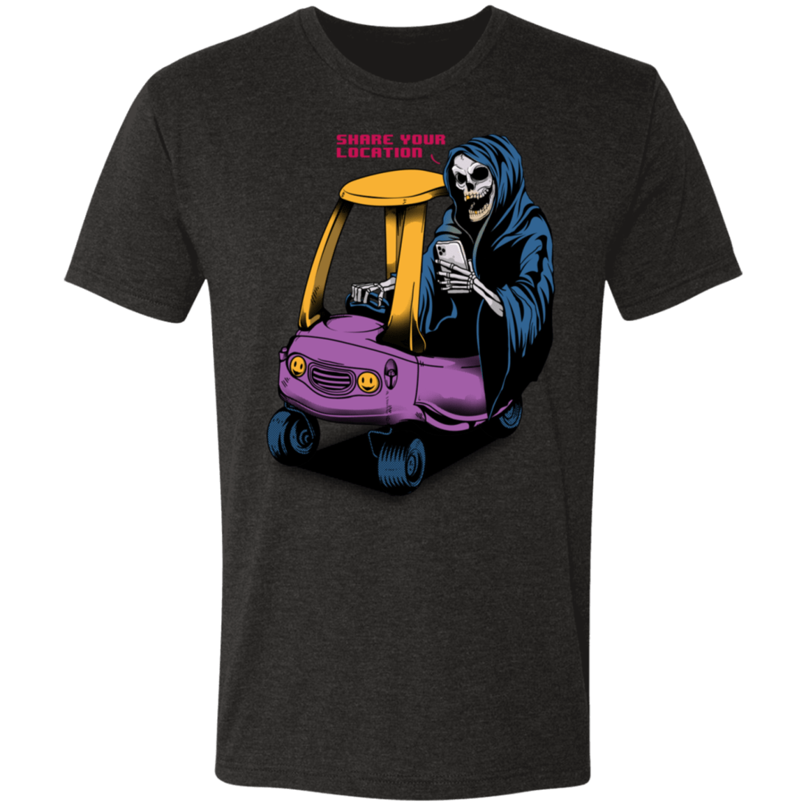 T-Shirts Vintage Black / S Share Your Location Grim Reaper Men's Triblend T-Shirt