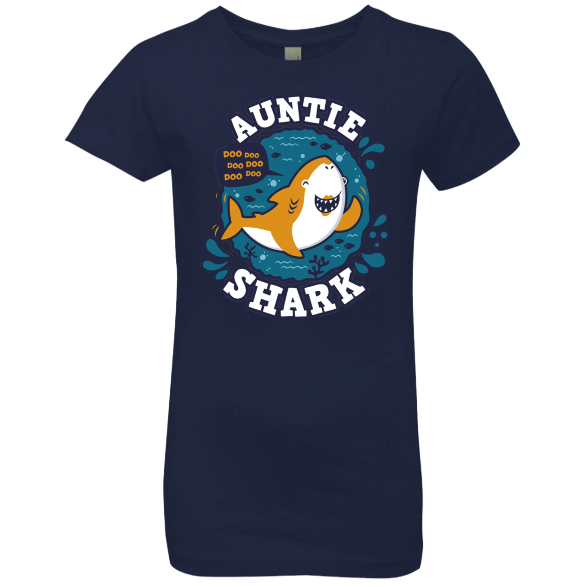 T-Shirts Midnight Navy / YXS Shark Family Trazo - Auntie Girls Premium T-Shirt