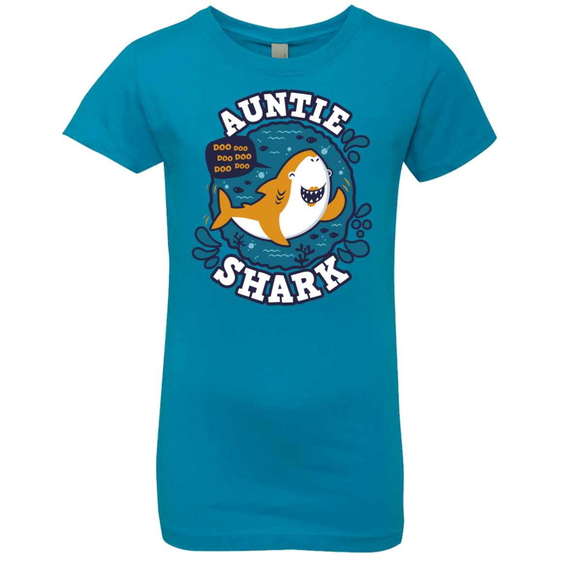 T-Shirts Turquoise / YXS Shark Family Trazo - Auntie Girls Premium T-Shirt