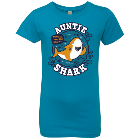 T-Shirts Turquoise / YXS Shark Family Trazo - Auntie Girls Premium T-Shirt