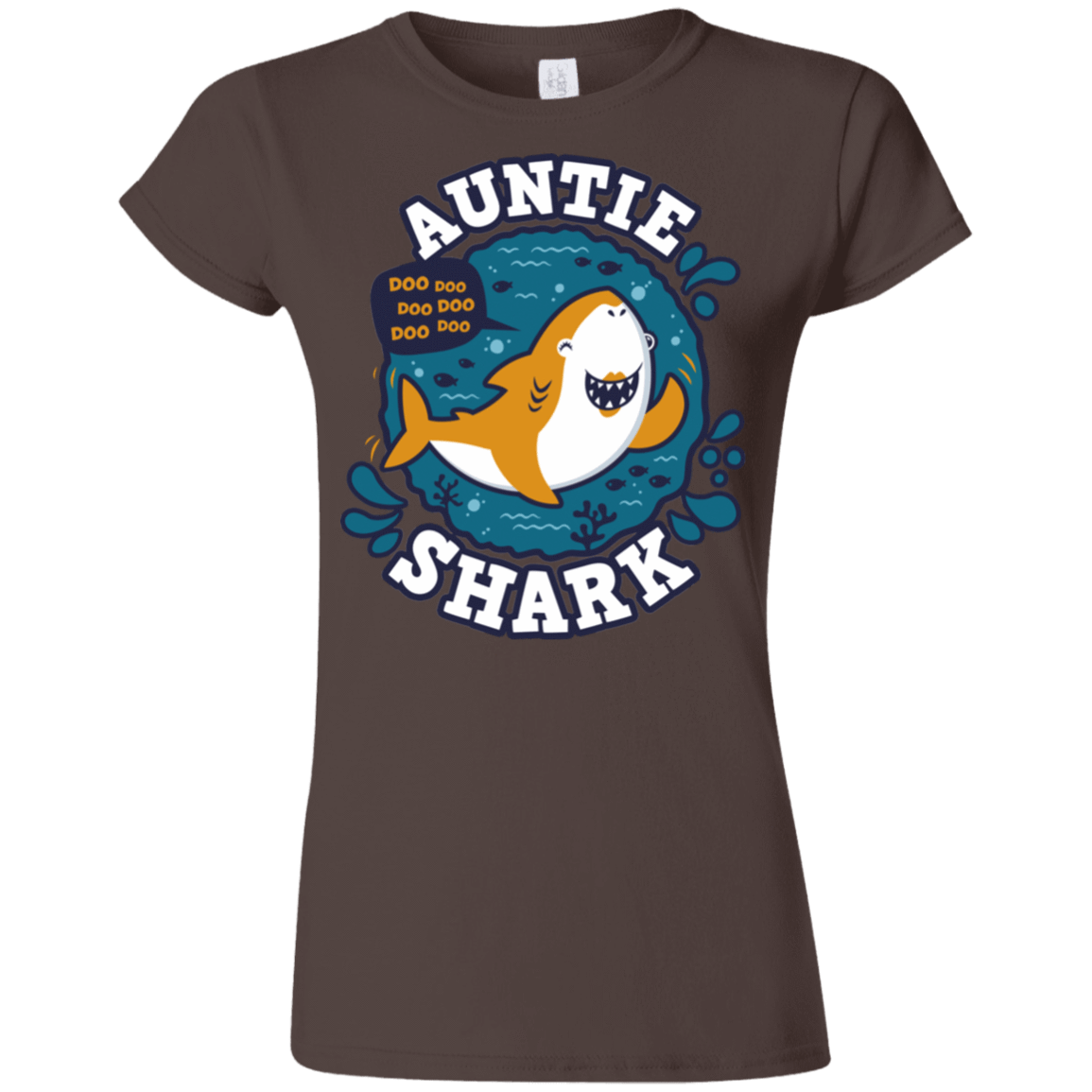 T-Shirts Dark Chocolate / S Shark Family Trazo - Auntie Junior Slimmer-Fit T-Shirt