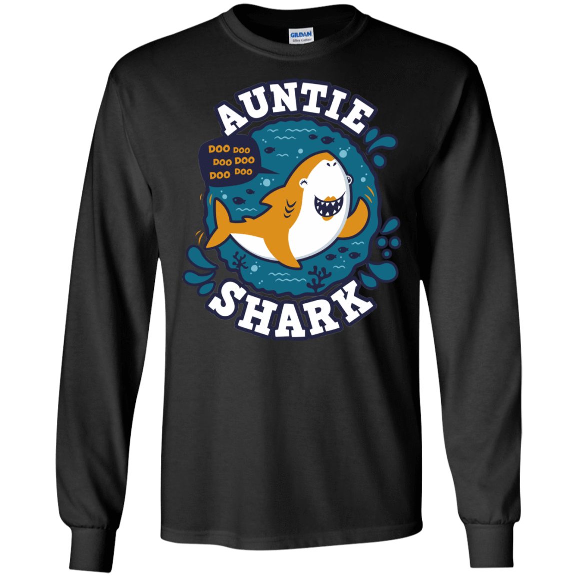 T-Shirts Black / S Shark Family Trazo - Auntie Men's Long Sleeve T-Shirt