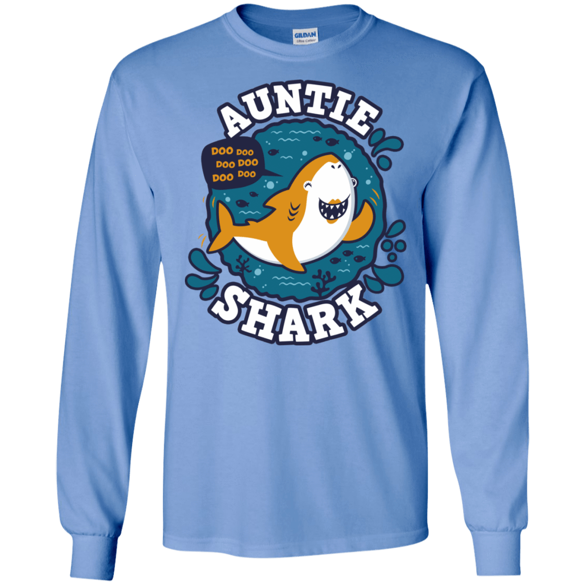 T-Shirts Carolina Blue / S Shark Family Trazo - Auntie Men's Long Sleeve T-Shirt