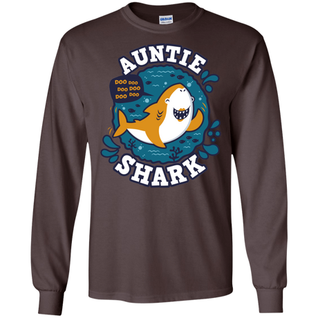 T-Shirts Dark Chocolate / S Shark Family Trazo - Auntie Men's Long Sleeve T-Shirt