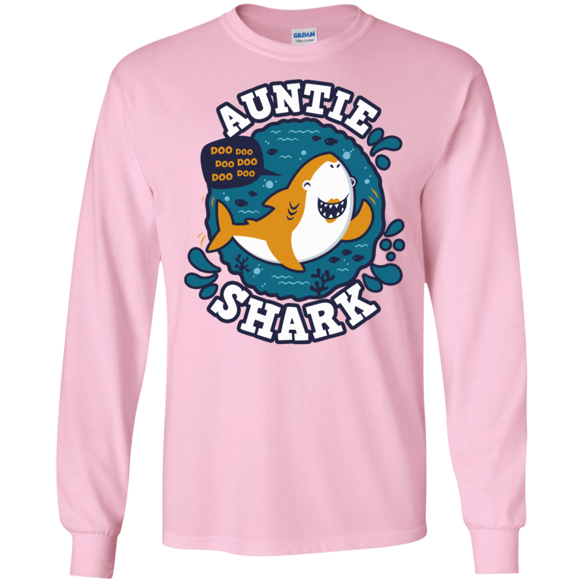 T-Shirts Light Pink / S Shark Family Trazo - Auntie Men's Long Sleeve T-Shirt