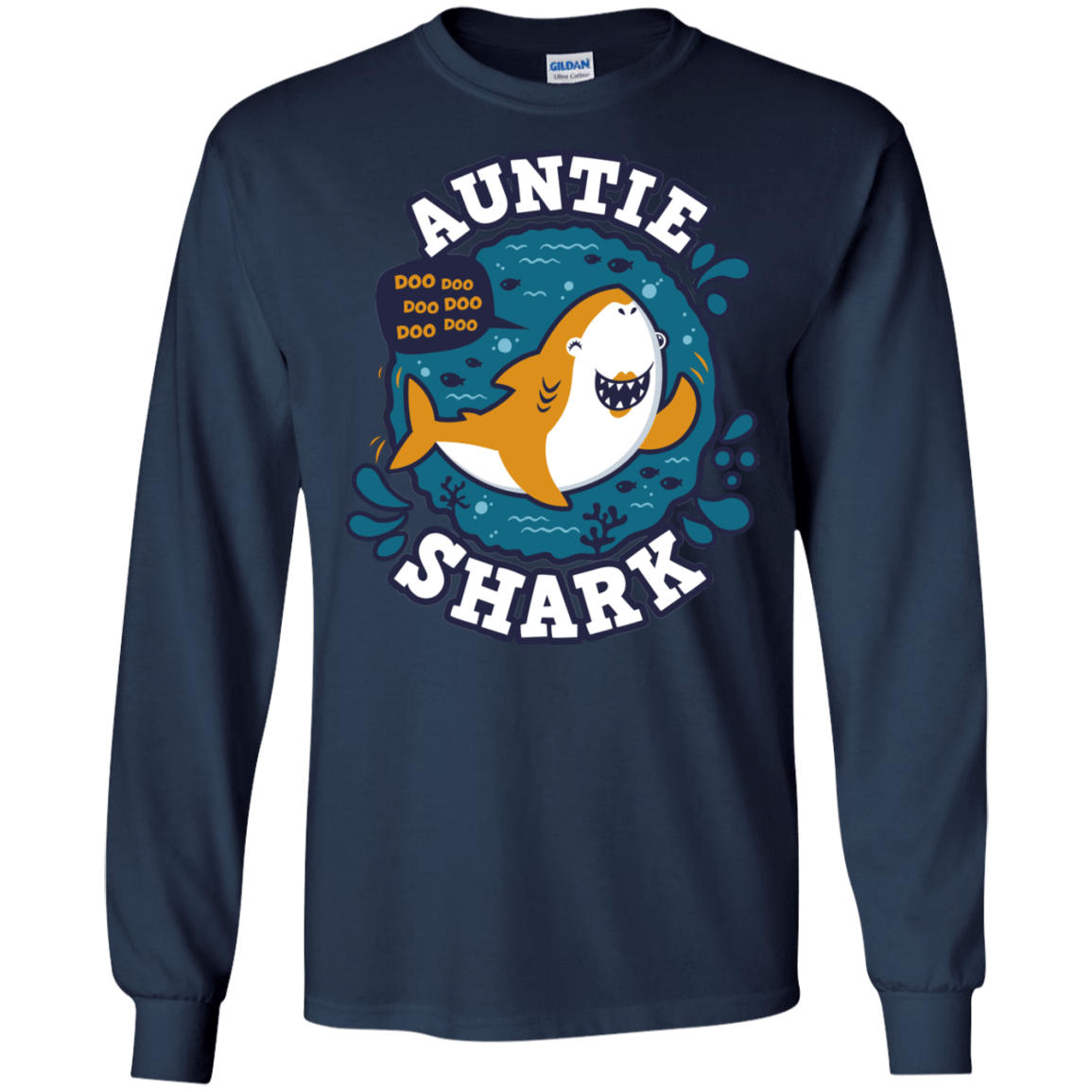 T-Shirts Navy / S Shark Family Trazo - Auntie Men's Long Sleeve T-Shirt