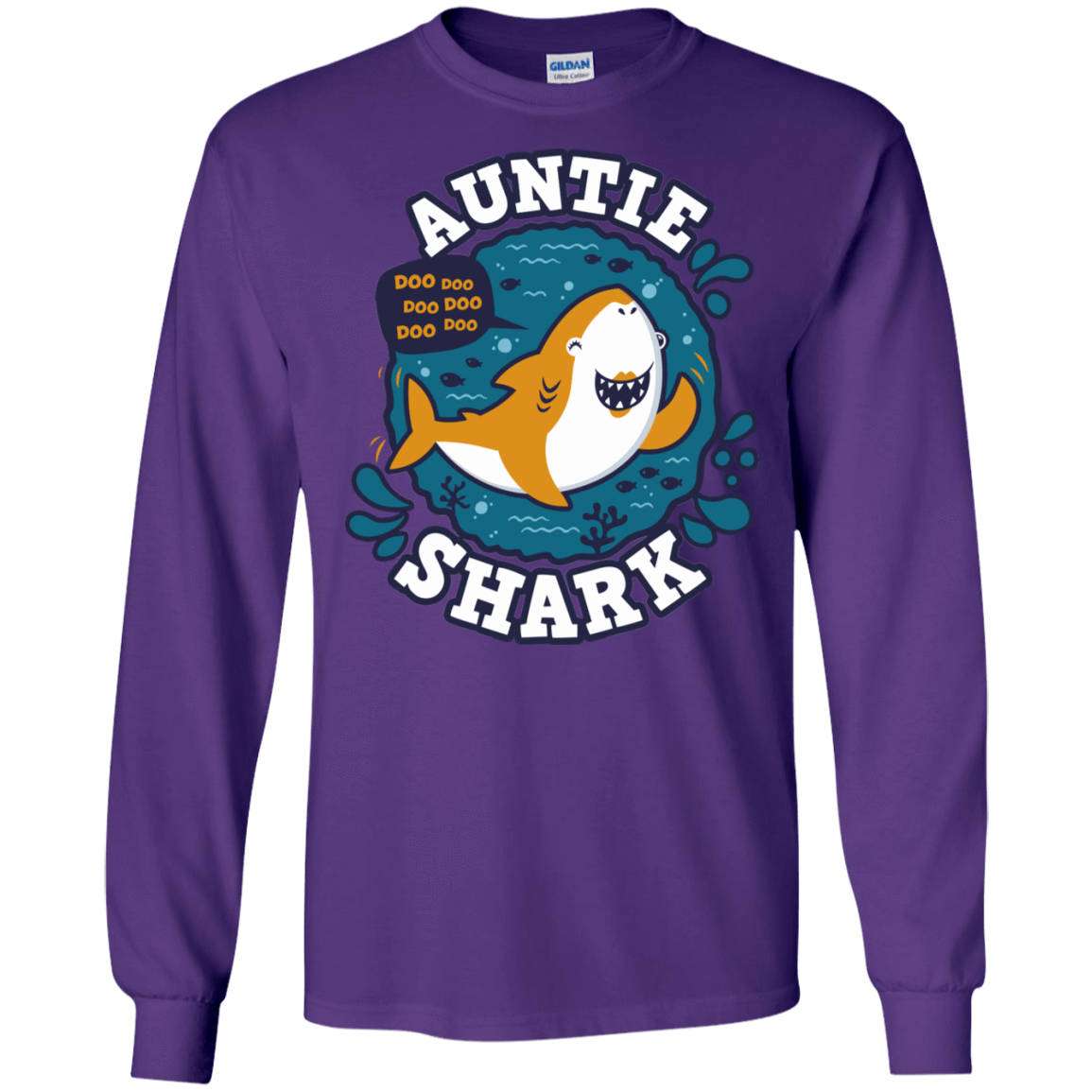 T-Shirts Purple / S Shark Family Trazo - Auntie Men's Long Sleeve T-Shirt