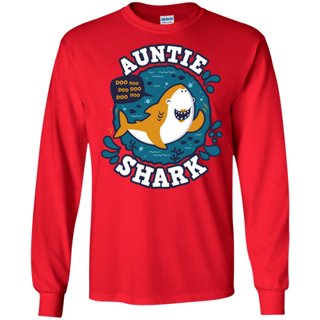 T-Shirts Red / S Shark Family Trazo - Auntie Men's Long Sleeve T-Shirt