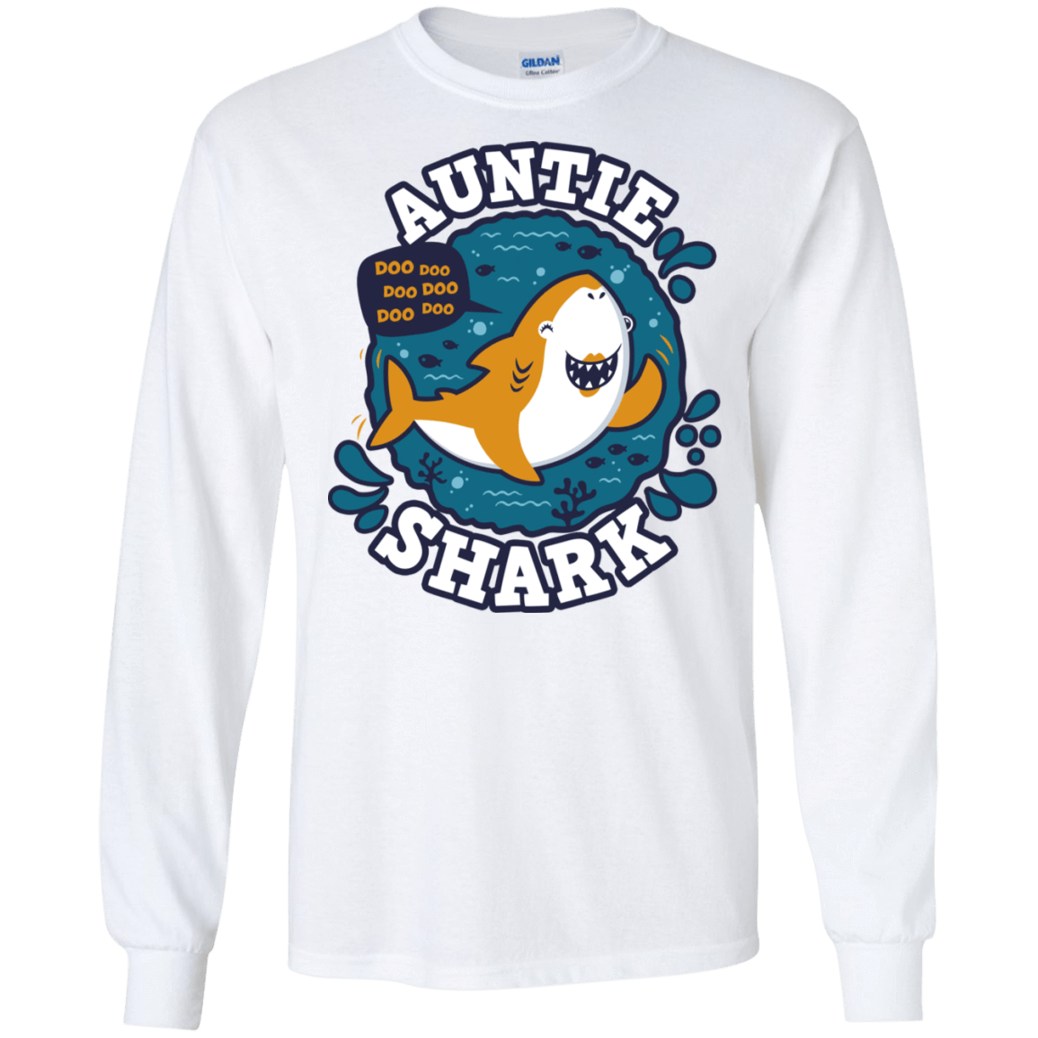 T-Shirts White / S Shark Family Trazo - Auntie Men's Long Sleeve T-Shirt