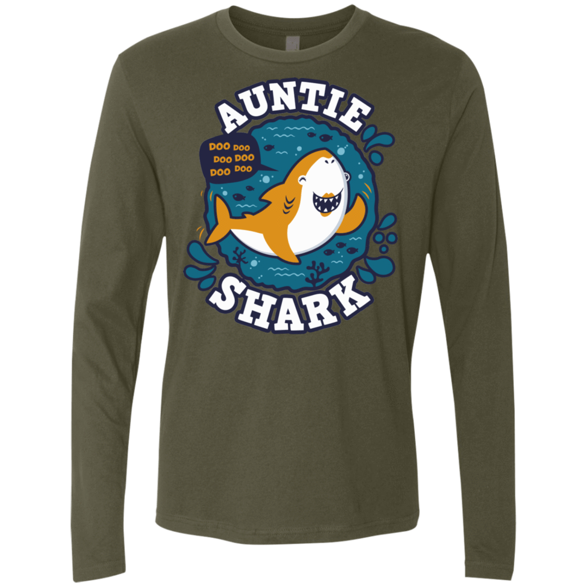 T-Shirts Military Green / S Shark Family Trazo - Auntie Men's Premium Long Sleeve