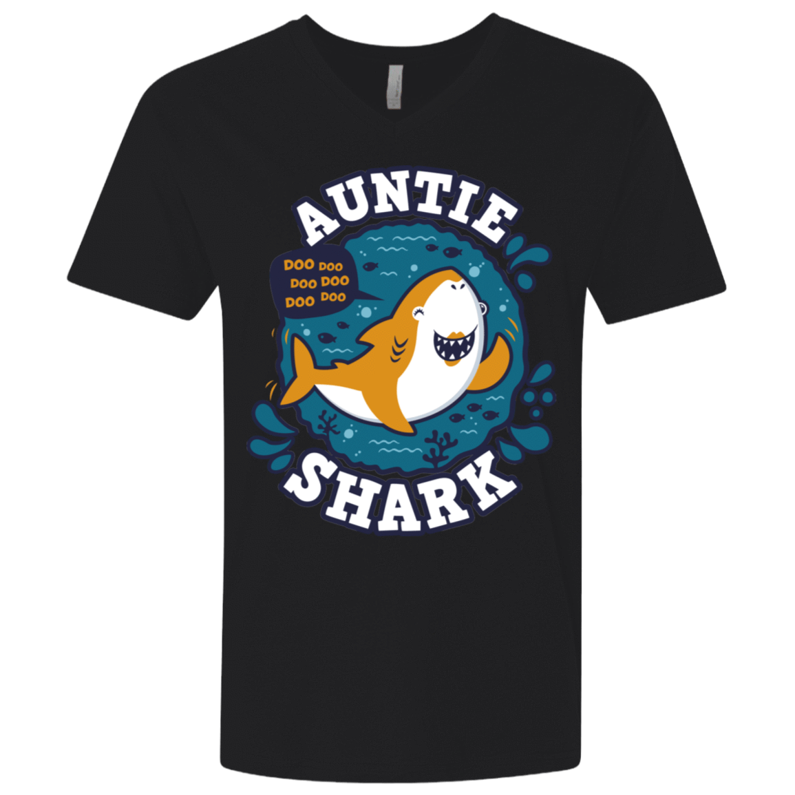 T-Shirts Black / X-Small Shark Family Trazo - Auntie Men's Premium V-Neck