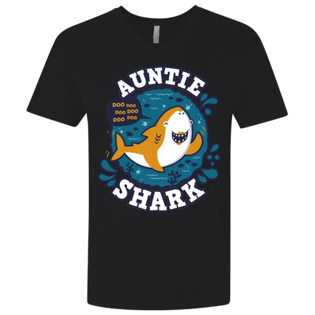 T-Shirts Black / X-Small Shark Family Trazo - Auntie Men's Premium V-Neck