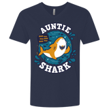 T-Shirts Midnight Navy / X-Small Shark Family Trazo - Auntie Men's Premium V-Neck