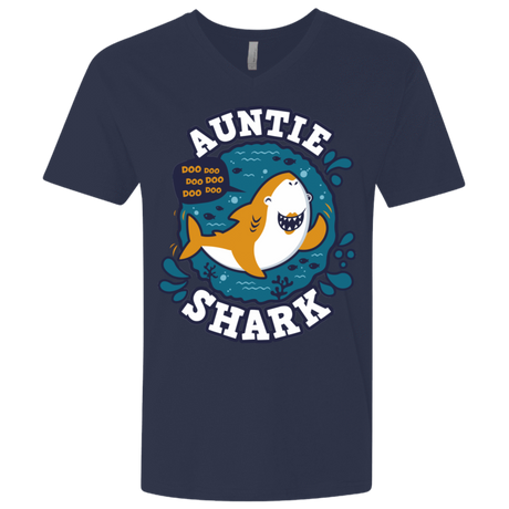 T-Shirts Midnight Navy / X-Small Shark Family Trazo - Auntie Men's Premium V-Neck