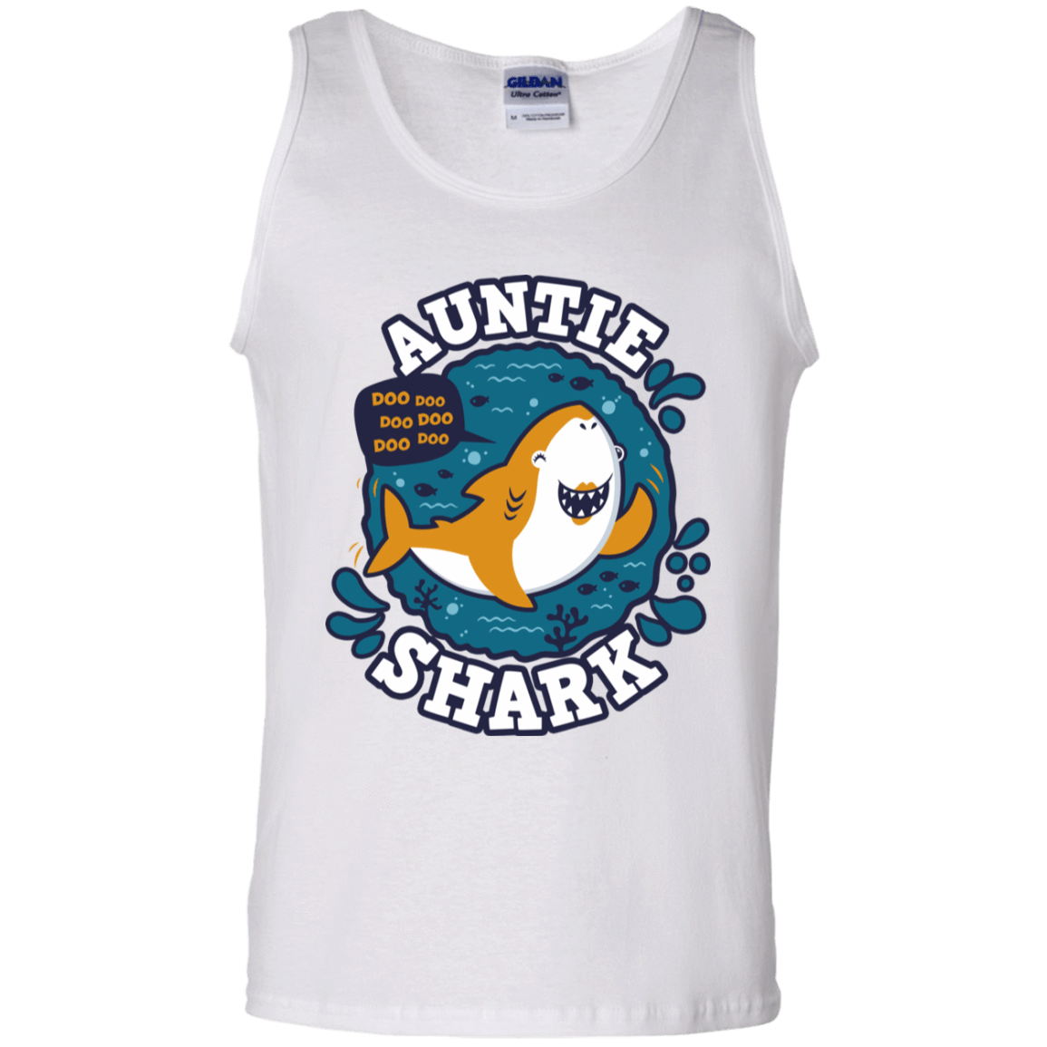 T-Shirts White / S Shark Family Trazo - Auntie Men's Tank Top