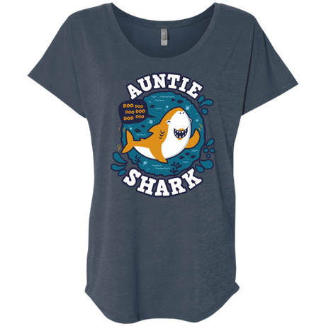 T-Shirts Indigo / X-Small Shark Family Trazo - Auntie Triblend Dolman Sleeve