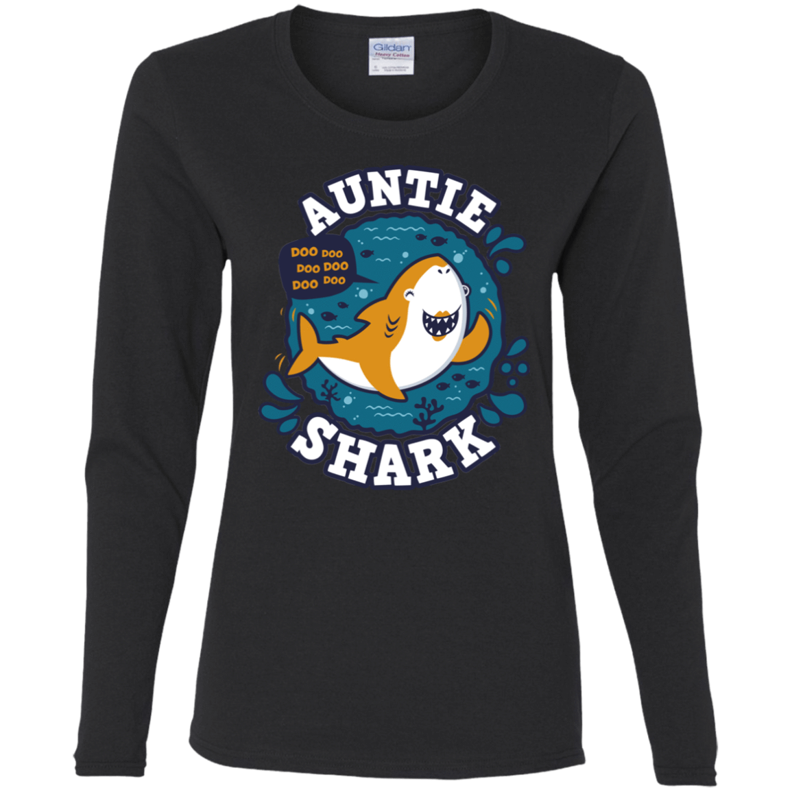 T-Shirts Black / S Shark Family Trazo - Auntie Women's Long Sleeve T-Shirt