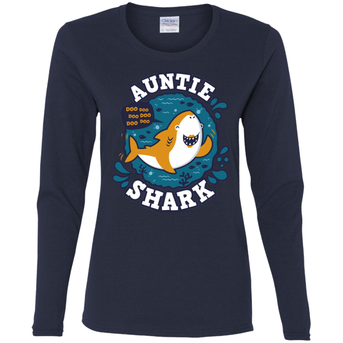 T-Shirts Navy / S Shark Family Trazo - Auntie Women's Long Sleeve T-Shirt