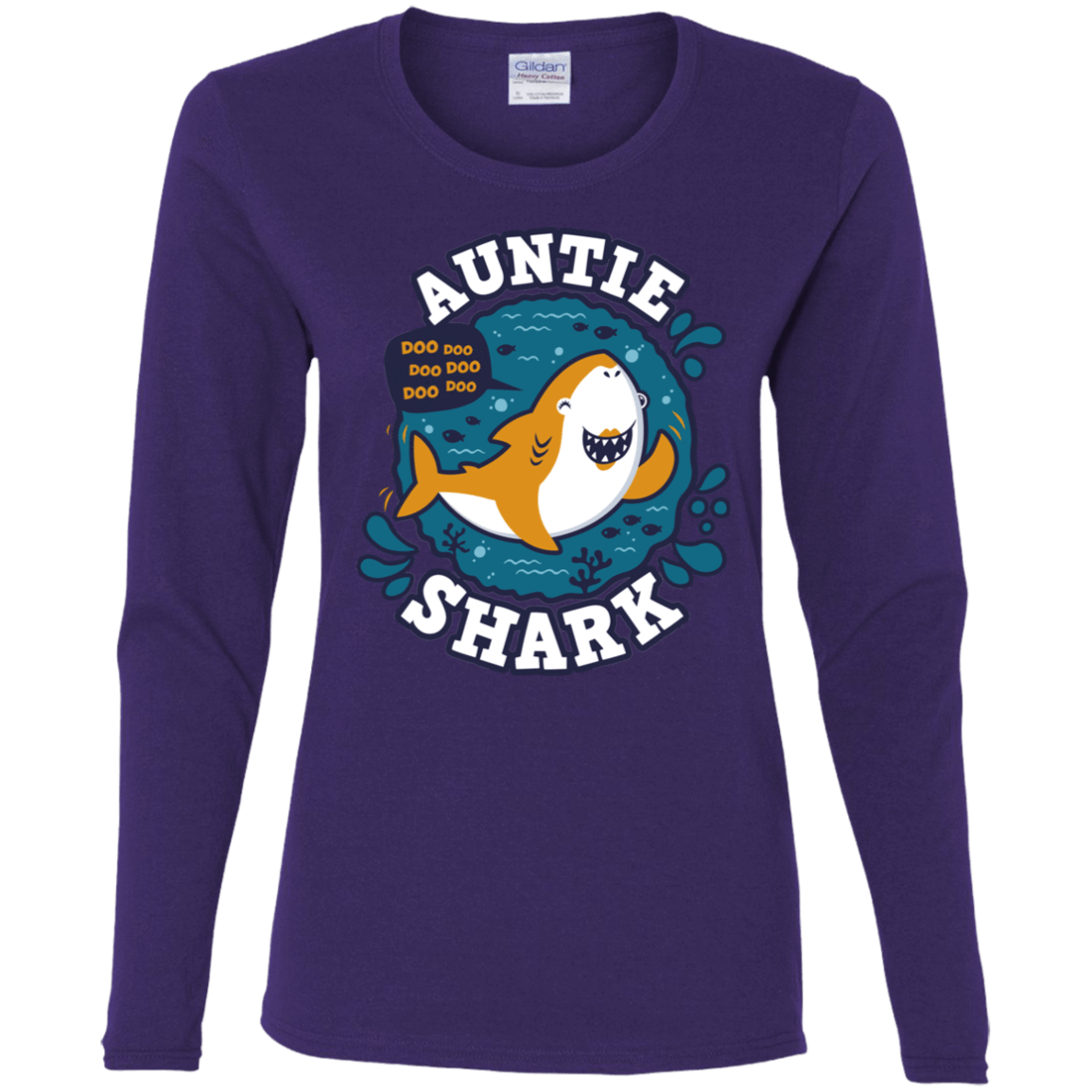 T-Shirts Purple / S Shark Family Trazo - Auntie Women's Long Sleeve T-Shirt