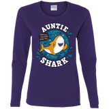 T-Shirts Purple / S Shark Family Trazo - Auntie Women's Long Sleeve T-Shirt