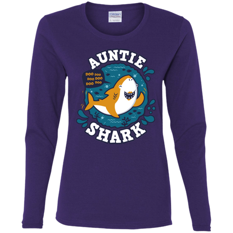 T-Shirts Purple / S Shark Family Trazo - Auntie Women's Long Sleeve T-Shirt