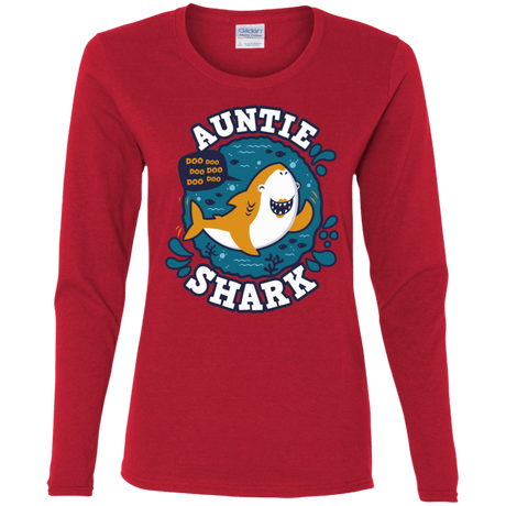 T-Shirts Red / S Shark Family Trazo - Auntie Women's Long Sleeve T-Shirt