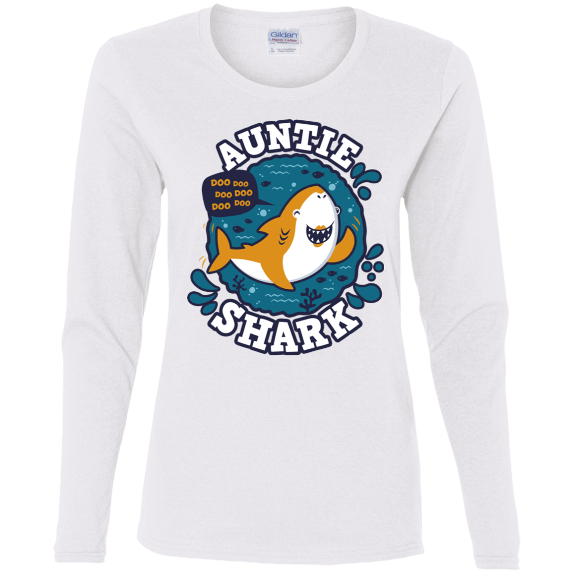 T-Shirts White / S Shark Family Trazo - Auntie Women's Long Sleeve T-Shirt