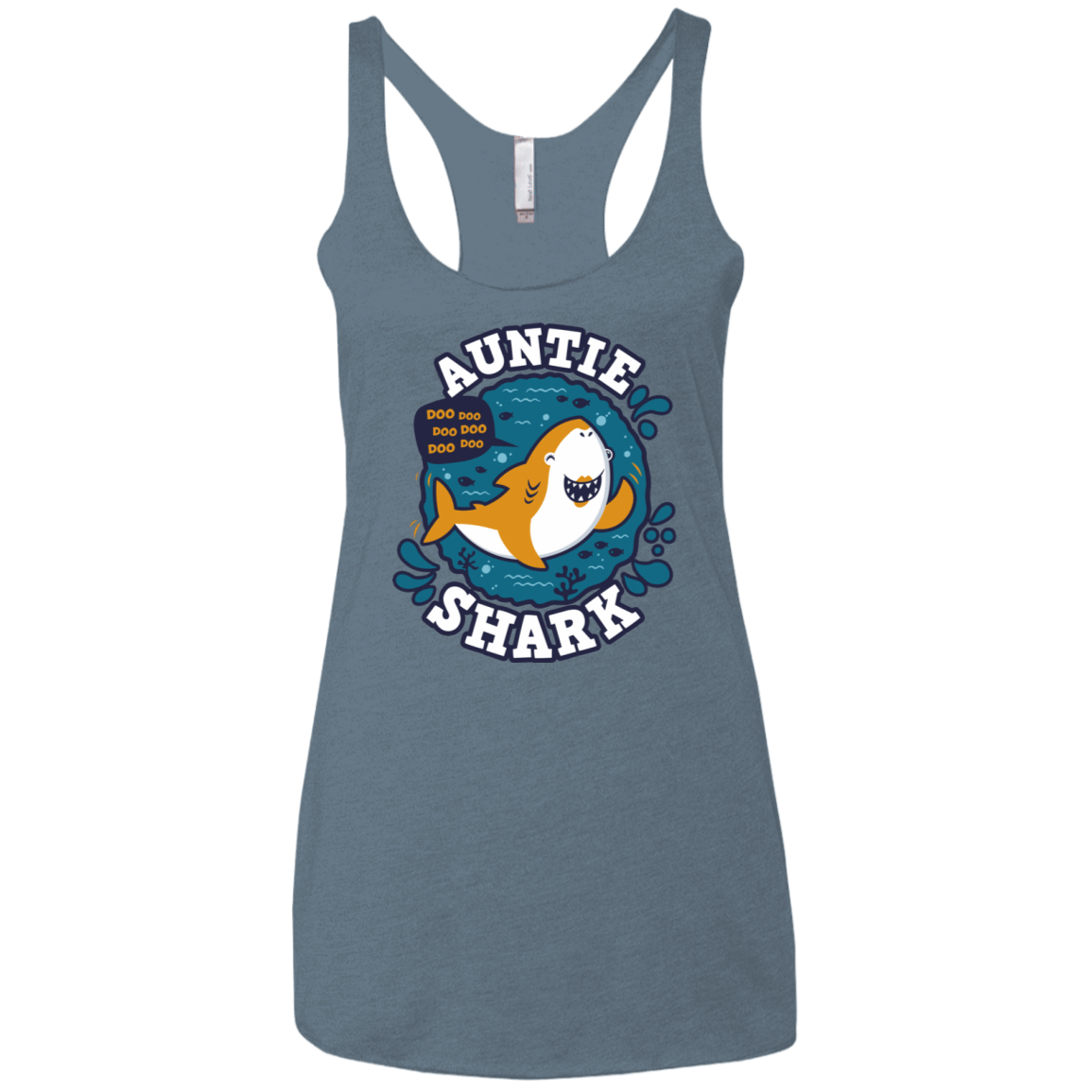 T-Shirts Indigo / X-Small Shark Family Trazo - Auntie Women's Triblend Racerback Tank