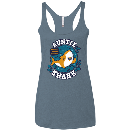T-Shirts Indigo / X-Small Shark Family Trazo - Auntie Women's Triblend Racerback Tank