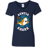 T-Shirts Navy / S Shark Family Trazo - Auntie Women's V-Neck T-Shirt