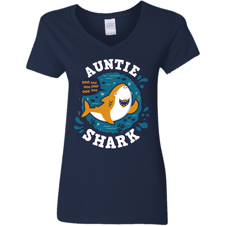 T-Shirts Navy / S Shark Family Trazo - Auntie Women's V-Neck T-Shirt