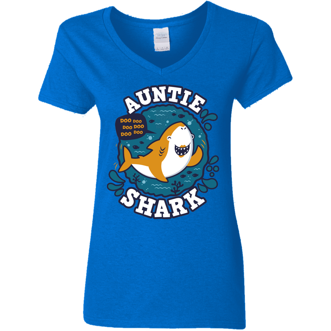 T-Shirts Royal / S Shark Family Trazo - Auntie Women's V-Neck T-Shirt