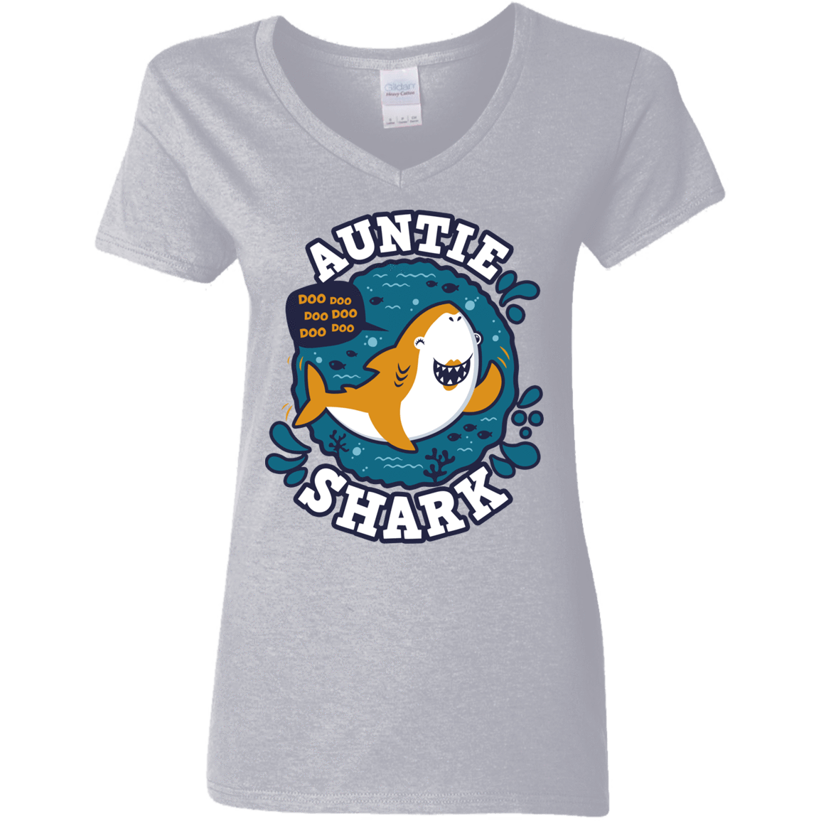 T-Shirts Sport Grey / S Shark Family Trazo - Auntie Women's V-Neck T-Shirt