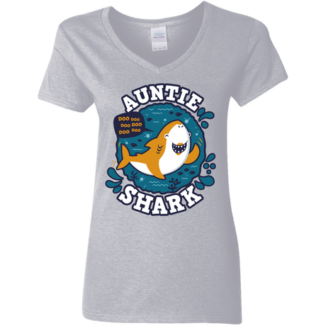 T-Shirts Sport Grey / S Shark Family Trazo - Auntie Women's V-Neck T-Shirt