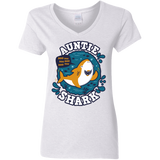 T-Shirts White / S Shark Family Trazo - Auntie Women's V-Neck T-Shirt