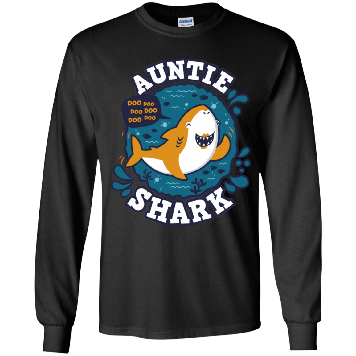 T-Shirts Black / YS Shark Family Trazo - Auntie Youth Long Sleeve T-Shirt