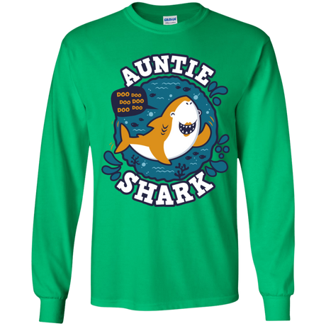 T-Shirts Irish Green / YS Shark Family Trazo - Auntie Youth Long Sleeve T-Shirt