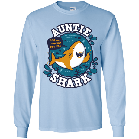 T-Shirts Light Blue / YS Shark Family Trazo - Auntie Youth Long Sleeve T-Shirt