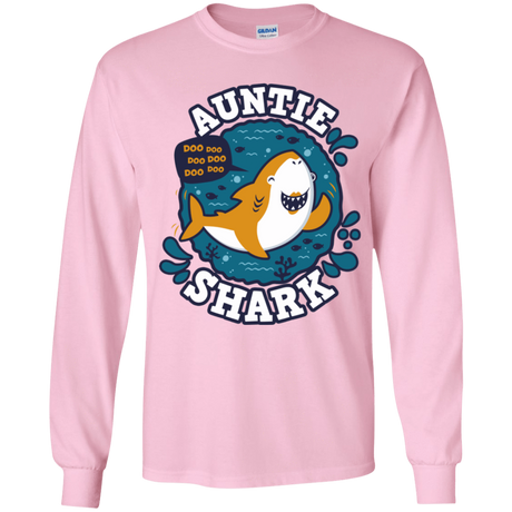 T-Shirts Light Pink / YS Shark Family Trazo - Auntie Youth Long Sleeve T-Shirt