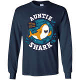 T-Shirts Navy / YS Shark Family Trazo - Auntie Youth Long Sleeve T-Shirt