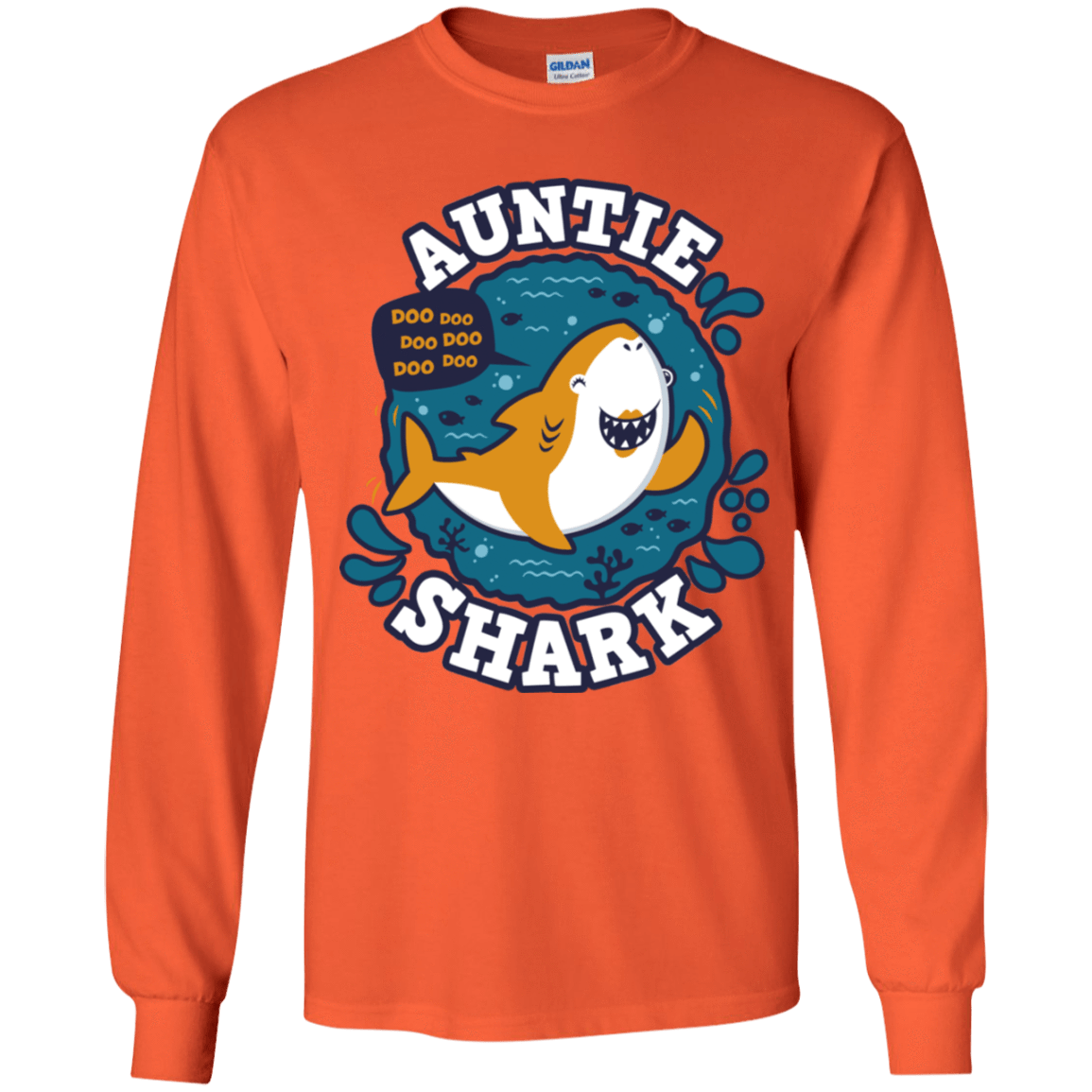 T-Shirts Orange / YS Shark Family Trazo - Auntie Youth Long Sleeve T-Shirt