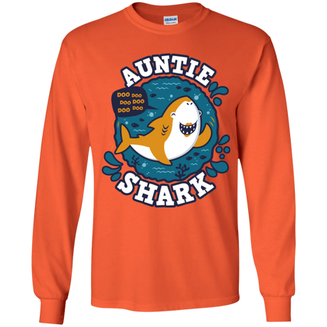 T-Shirts Orange / YS Shark Family Trazo - Auntie Youth Long Sleeve T-Shirt