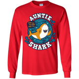 T-Shirts Red / YS Shark Family Trazo - Auntie Youth Long Sleeve T-Shirt