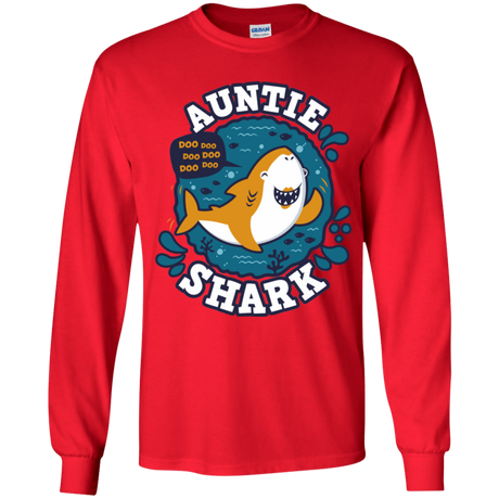 T-Shirts Red / YS Shark Family Trazo - Auntie Youth Long Sleeve T-Shirt